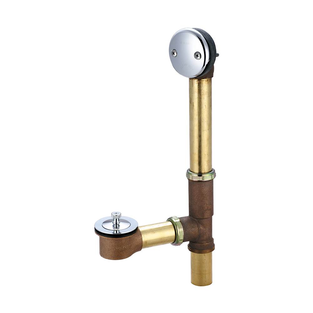 Central Brass Bath Drain-Adjust. 14'' To 16'' Lift & Turn Clean-Out Ring-Pc