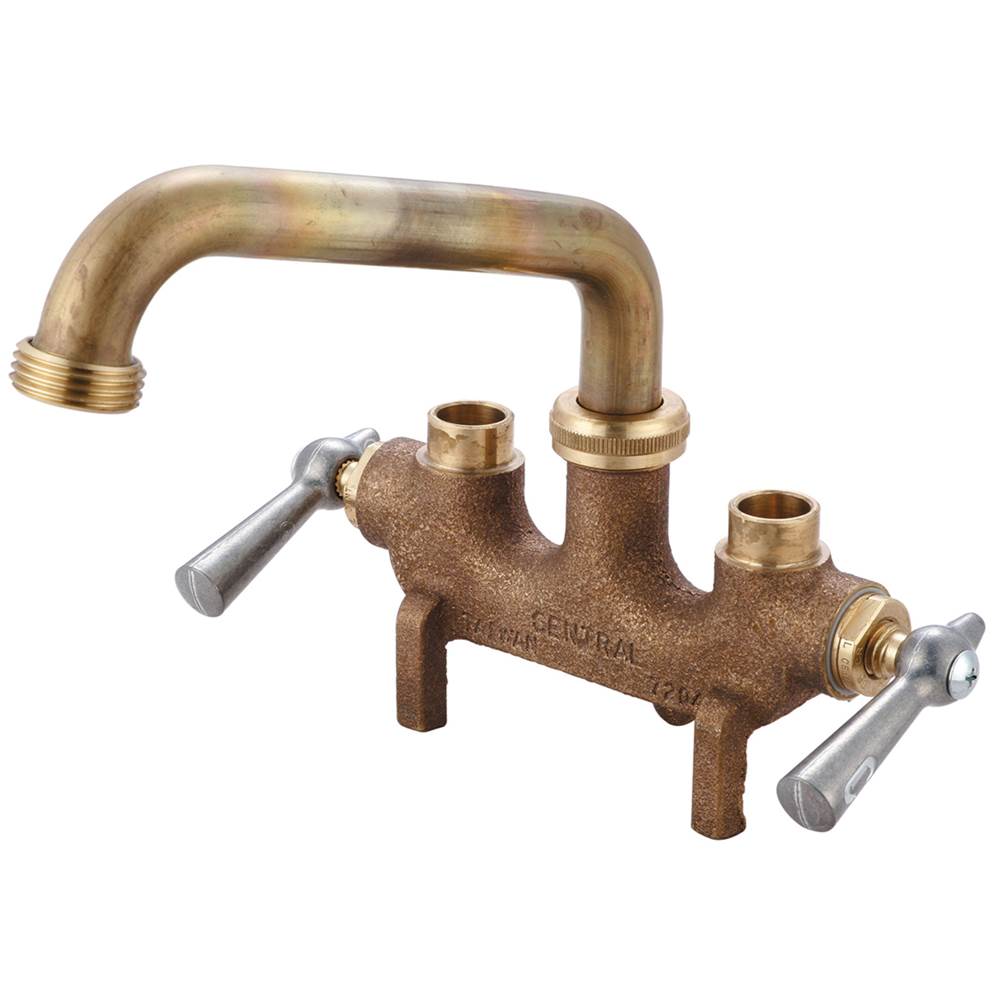 Central Brass Laundry-3-1/2'' Cntrs Two Lvr Hdls 6'' Tube Spt Ceramic Cart 1/2'' Direct Sweat Straddle Legs-Rough