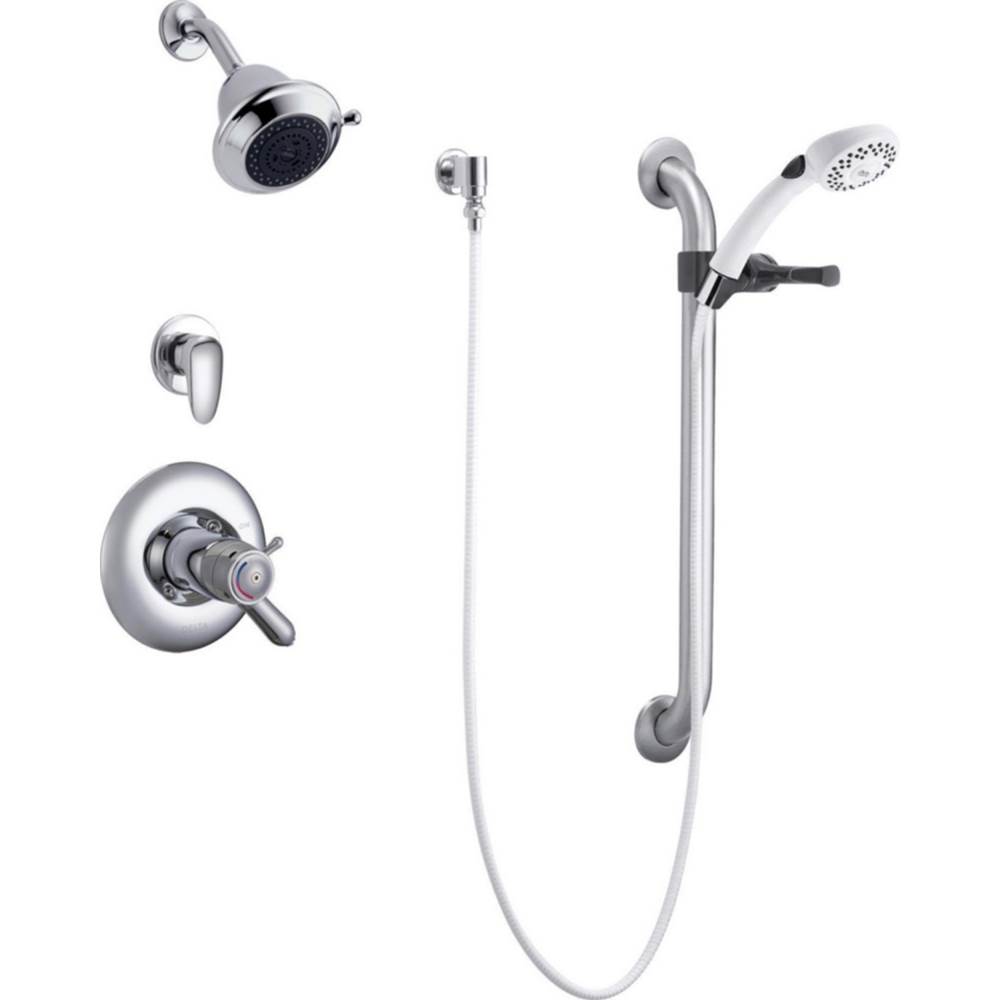 Delta Commercial Commercial T17TH: Universal Dual Shower Trim, Diverter, Hand Shower, and Grab Bar