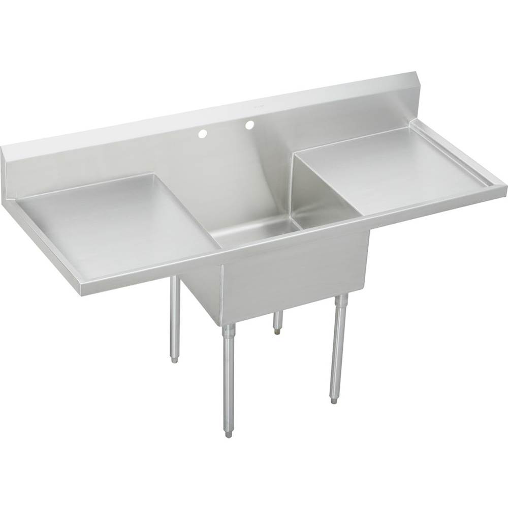 Elkay Sturdibilt Stainless Steel 72'' x 27-1/2'' x 14'' Floor Mount, Single Compartment Scullery Sink with Drainboard