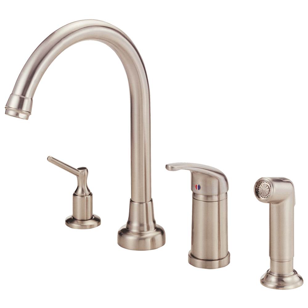 Gerber Plumbing Melrose 1H High-Rise Kitchen Faucet w/ Soap Dispenser & Spray 1.75gpm Stainless Steel