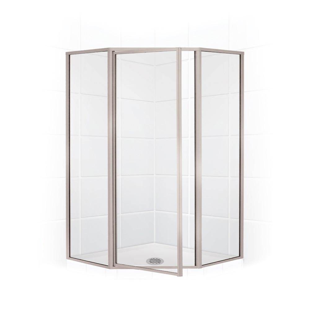 Mustee And Sons Neo Angle Shower Enclosure with Clear Glass, 38'', Brushed Nickel