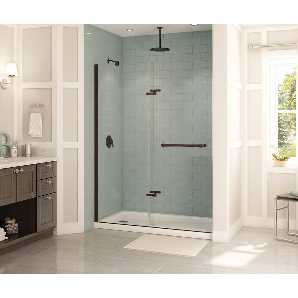 Maax Reveal 71 56-59 x 71 1/2 in. 8mm Pivot Shower Door for Alcove Installation with Clear glass in Dark Bronze