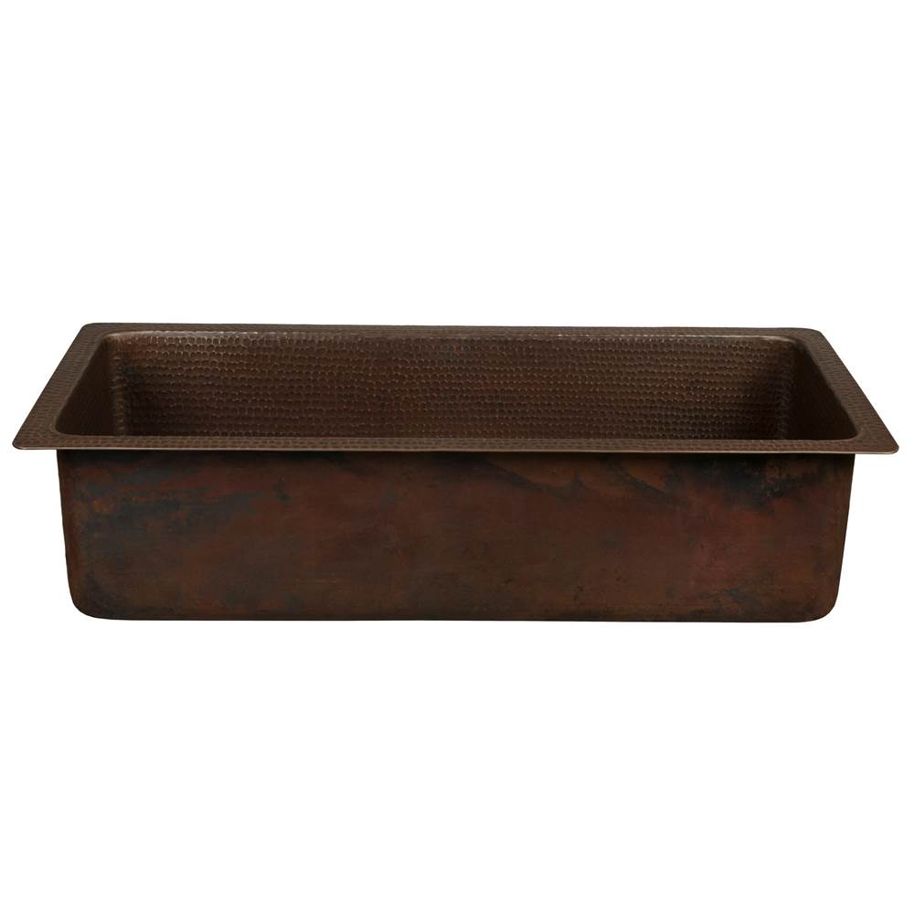 Premier Copper Products 28'' Rectangle Hammered Copper Bar/Prep Sink with 3.5'' Drain Opening