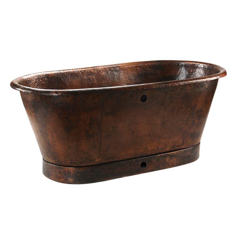 Premier Copper Products 72'' Hammered Copper Modern Style Bathtub with Overflow Holes