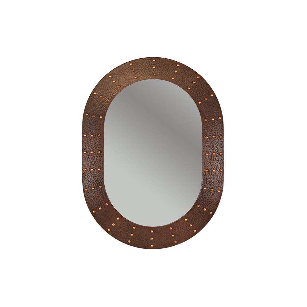 Premier Copper Products 35'' Hand Hammered Oval Copper Mirror with Hand Forged Rivets