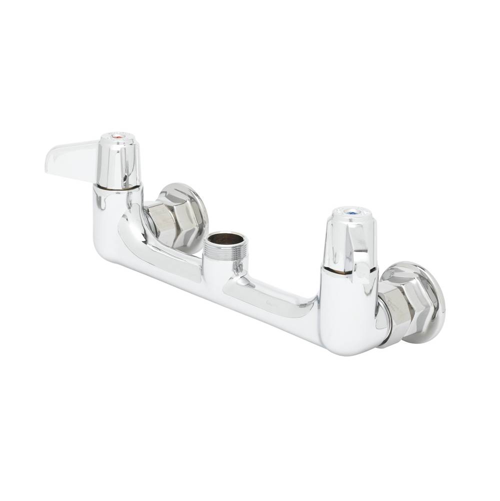 T&S Brass 8'' Wall Mount Faucet, Lever Handles & 00EE Wall Flanges (Less Nozzle)