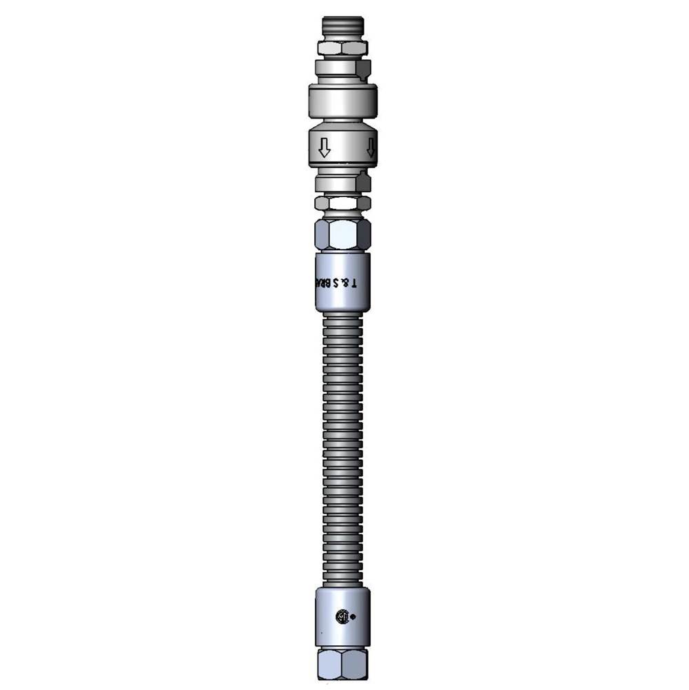 T&S Brass Hose, 12'' Flexible Stainless Steel, Backflow Preventer (B-0970-FE)