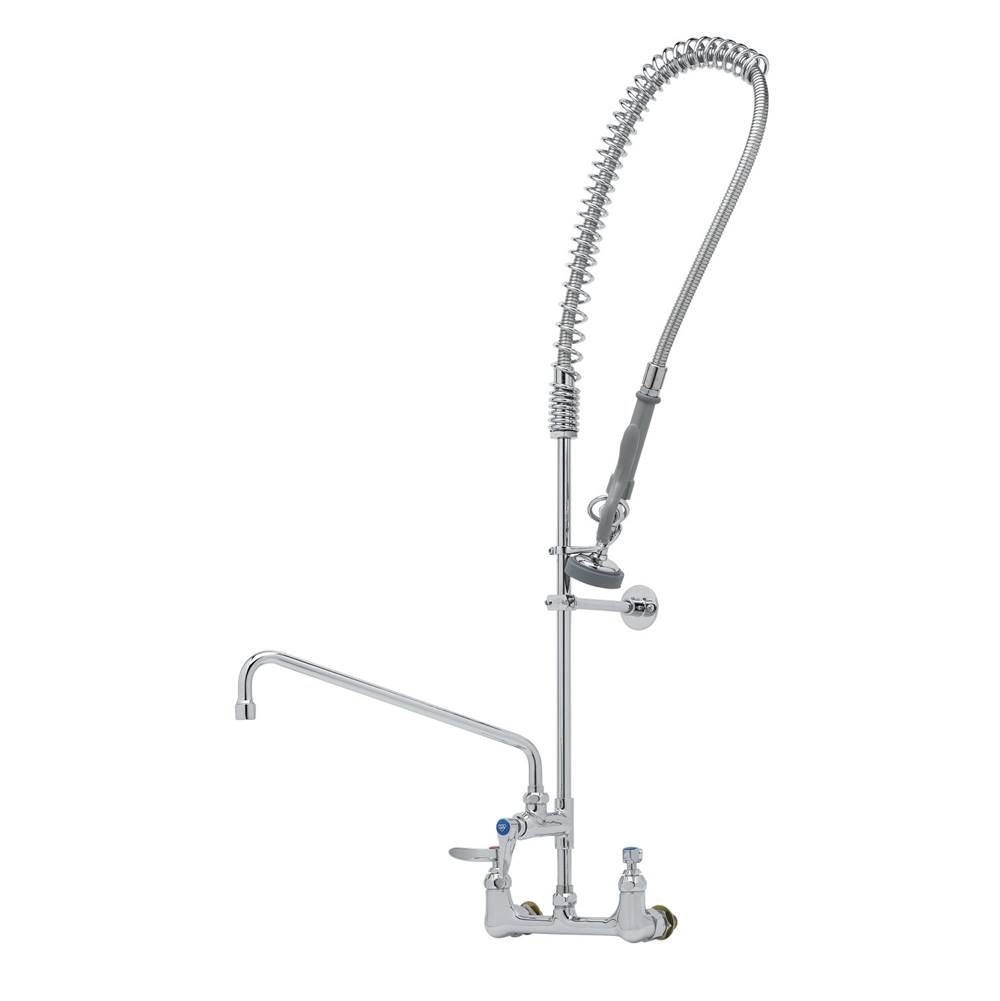 T&S Brass EasyInstall Pre-Rinse, Spring Action, 8'' Wall Mount w/ 14'' Add-On Fct, Wall Bracket, 00CC