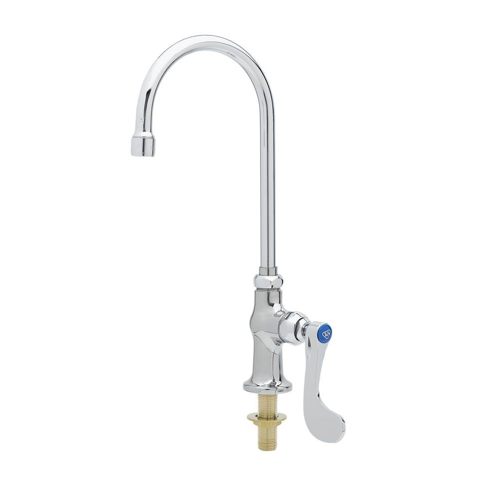 T&S Brass Single Pantry Faucet, Deck Mount, Swivel Gooseneck, Non-Splash Aerator, Wrist Blade Handle