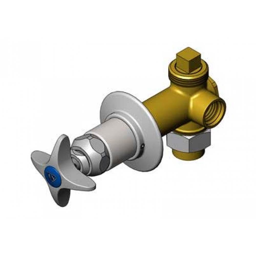 T&S Brass Concealed Bypass Valve, 1/2'' NPT Female Inlet and Outlet, 4-Arm Handle, Cold Index