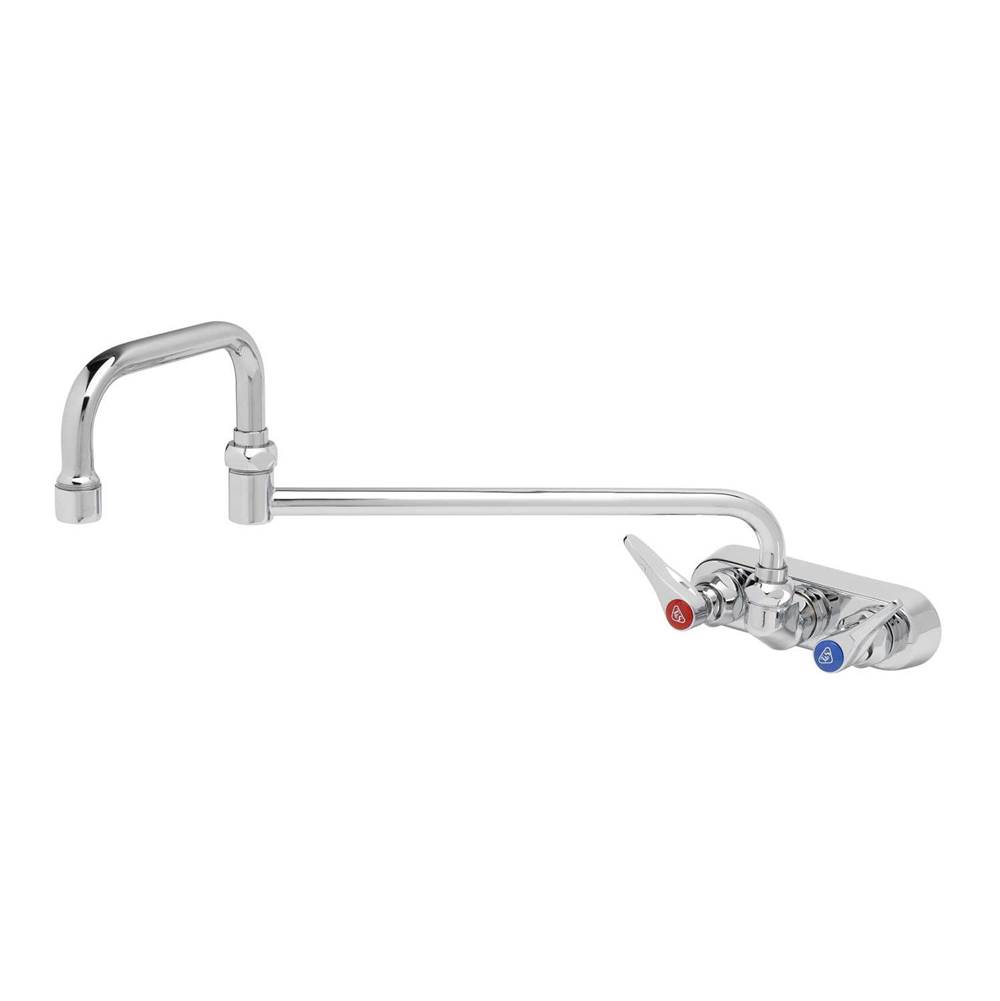 T&S Brass Workboard Faucet, Wall Mount, 4'' Centers, 18'' Double Joint Nozzle, Lever Handles
