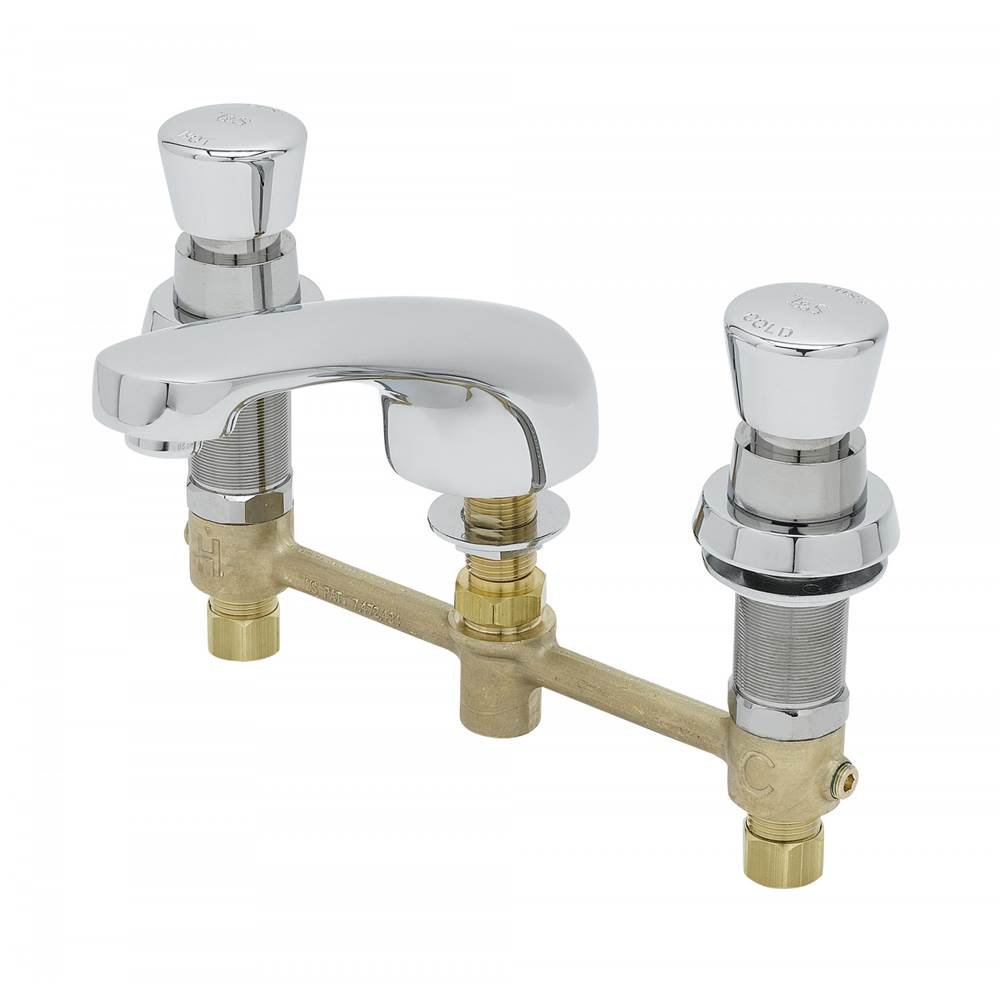 T&S Brass Easyinstall Concealed Widespread w/ Push-Down Metering, Lavatory Spout w/ 0.5 GPM Outlet