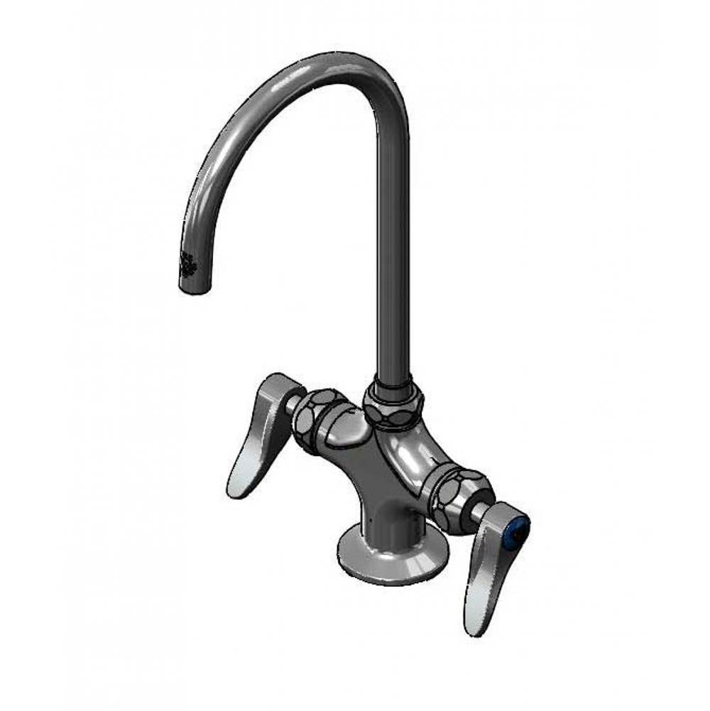 T&S Brass Double Pantry Faucet, Single Hole, Ceramas, 133XP-F22 Swivel Gooseneck, Lever Handles