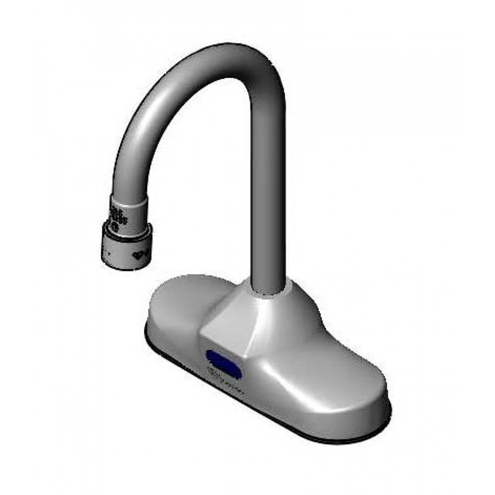 T&S Brass ChekPoint Sensor Faucet, 4'' Deck Mount, Rigid Gooseneck, 2.2 GPM VR Aerator (Two-Hole Installation Design)